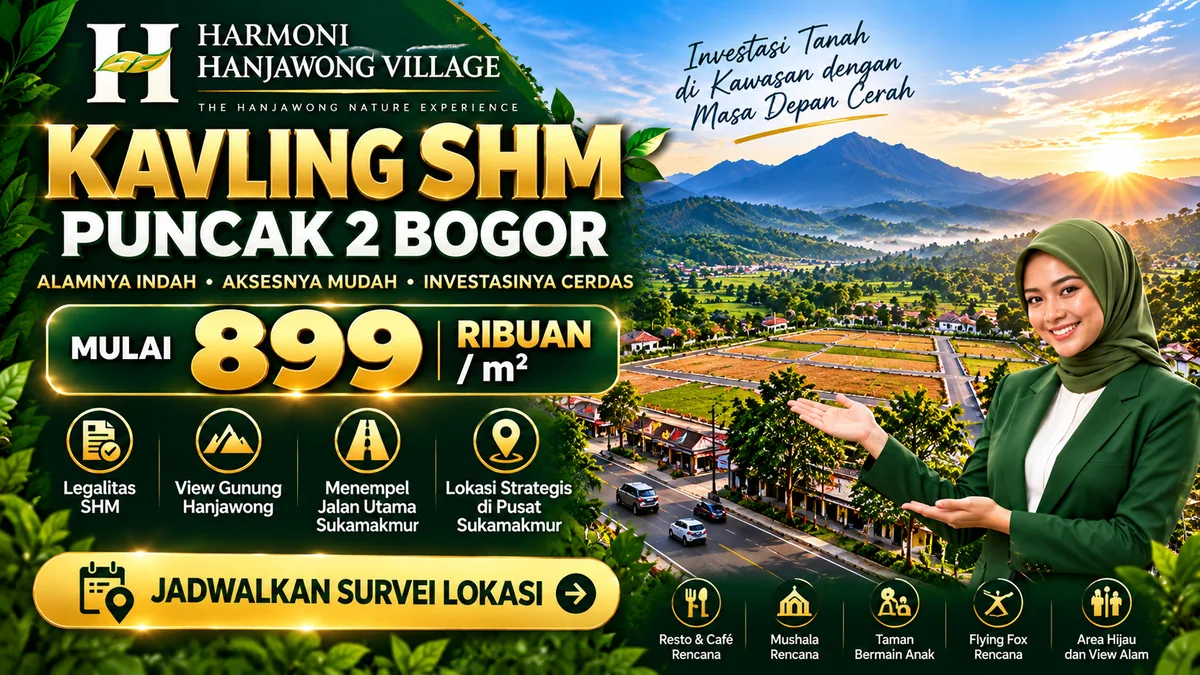 Harmoni Hanjawong Village kavling SHM Puncak 2 Bogor harga mulai Rp899 ribuan per meter persegi